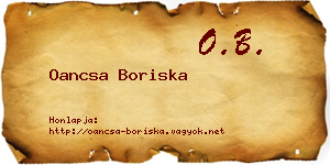 Oancsa Boriska névjegykártya